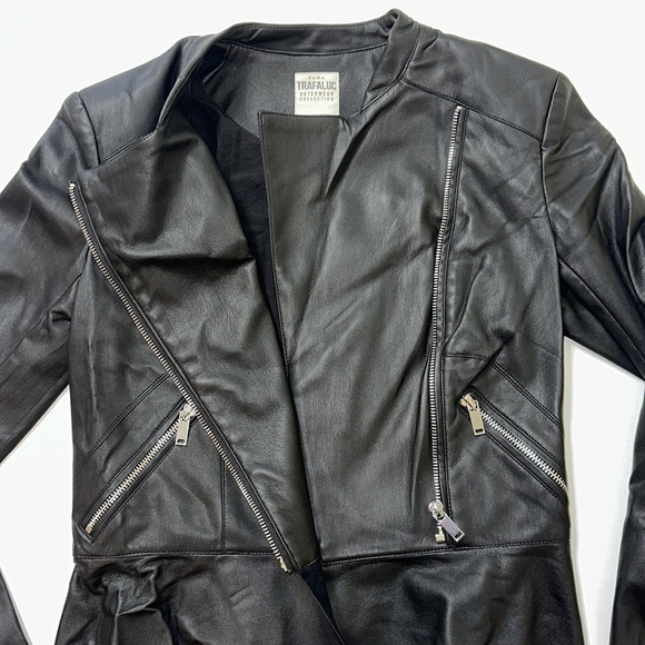 Zara Black Leather Jacket - Picture 4 of 9
